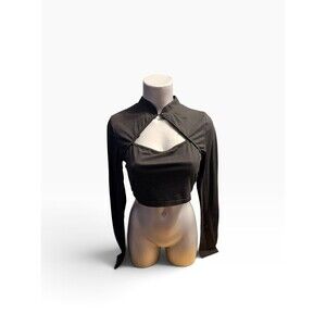 Shein Black long sleeve open chest top M
